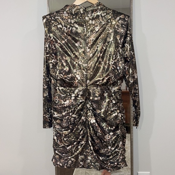 All Saints Lilliana Kettu Gold and Black Ruched Dress - Picture 10 of 16